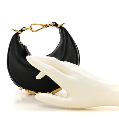 Fendi Vitello Grace Matte Nano Fendigraphy Hobo Charm Black 2 of 11