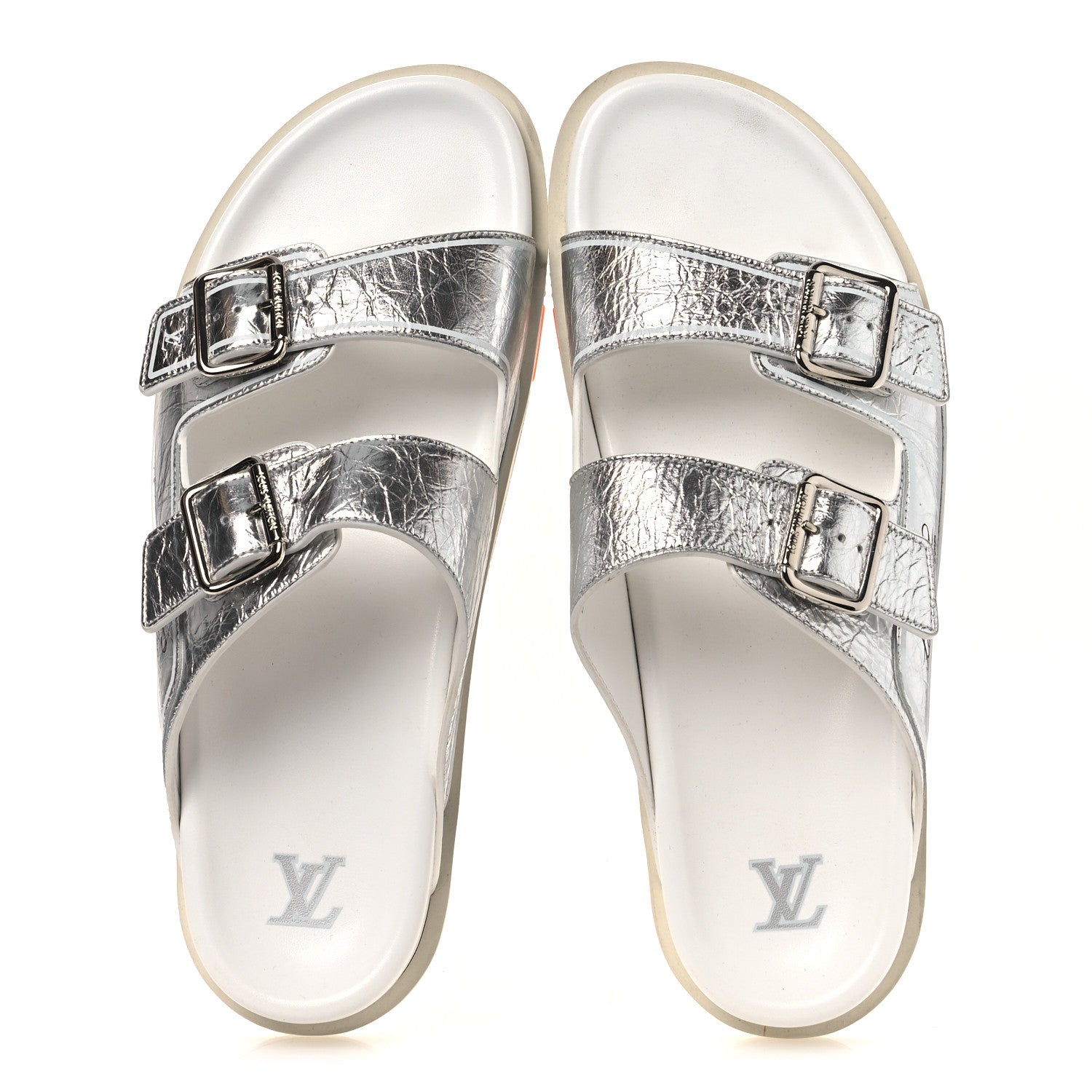 Louis Vuitton Metallic Mix Materials Mens LV Script Trainer Mules 11 Silver Multicolor 2 of 12