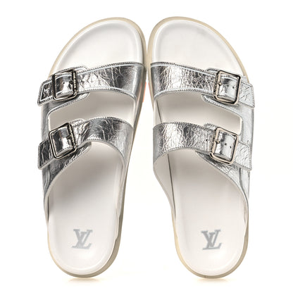 Louis Vuitton Metallic Mix Materials Mens LV Script Trainer Mules 11 Silver Multicolor 2 of 12