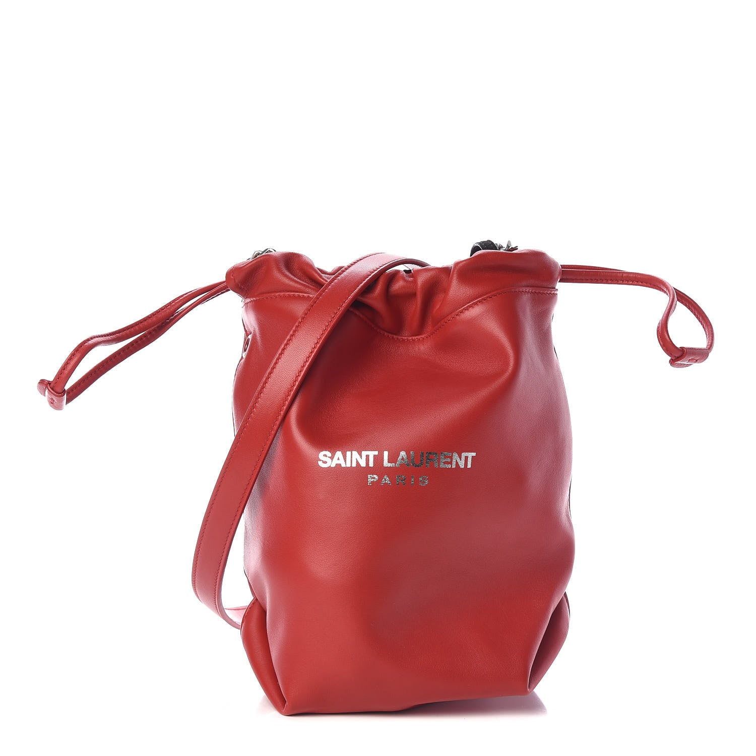Saint Laurent Lambskin Teddy Drawstring Bag Eros Red 3 of 12