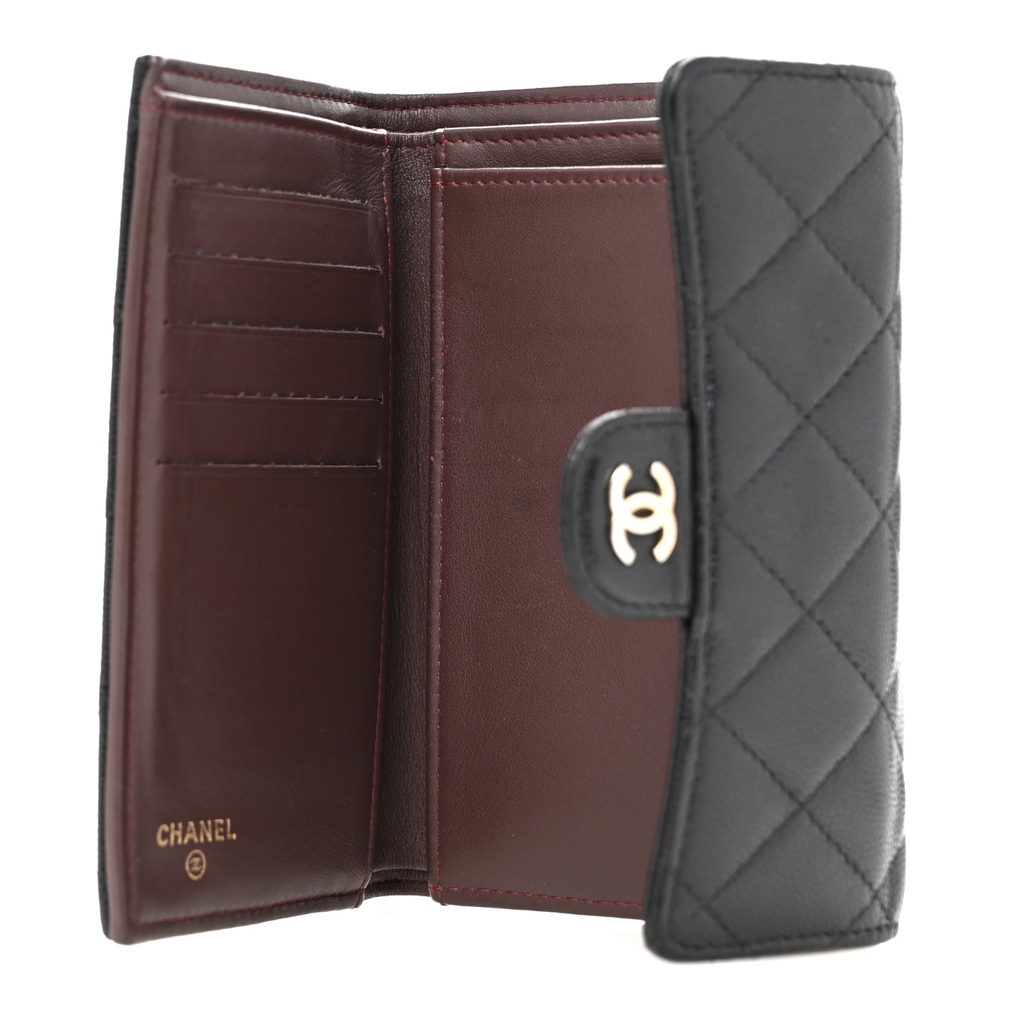 Caviar Quilted Medium Flap Wallet Black