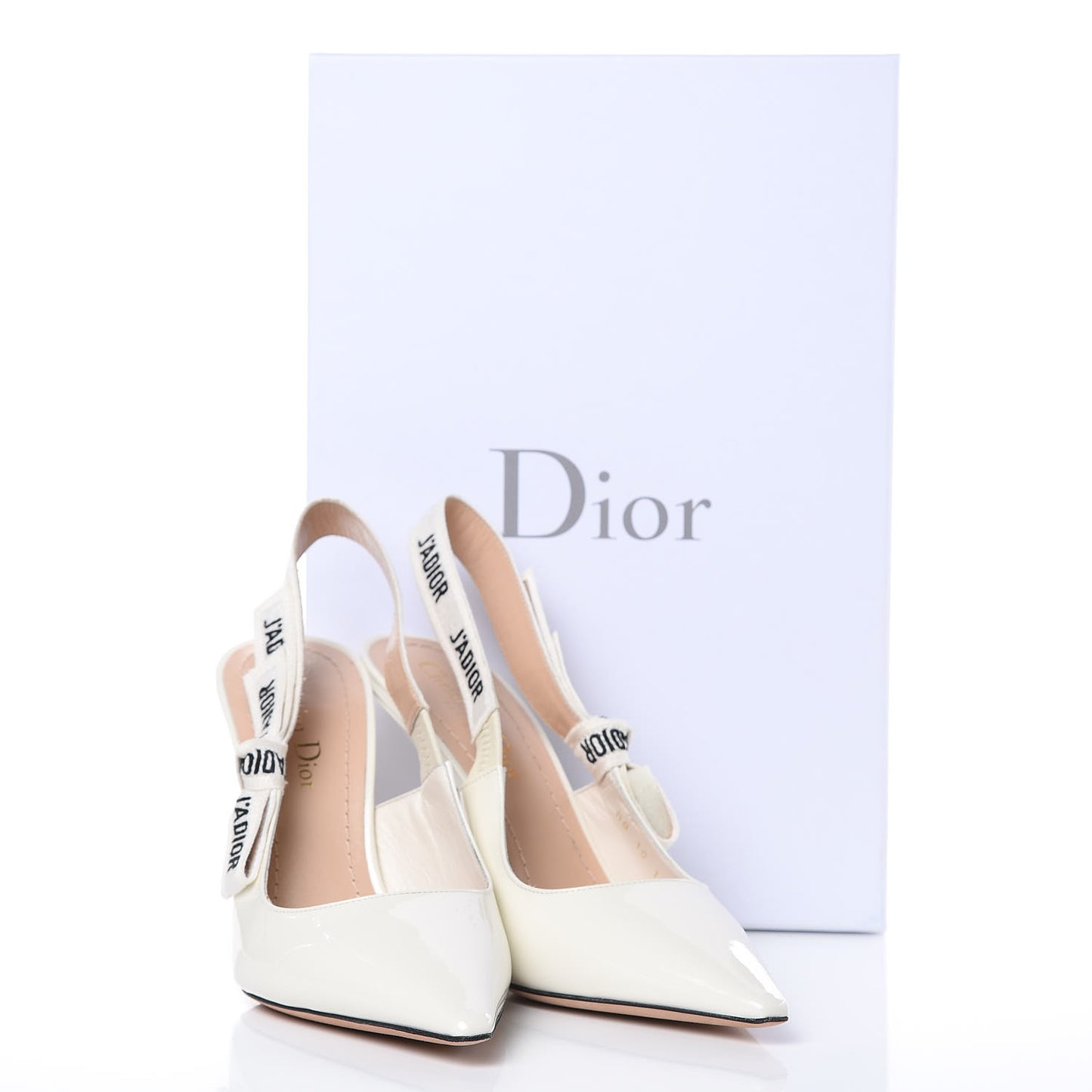 Patent Ribbon J'Adior Slingback 100mm Pumps 37 Off White