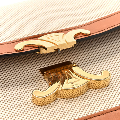 Celine Canvas Calfskin Medium Classique Triomphe Bag White Tan 18 of 18