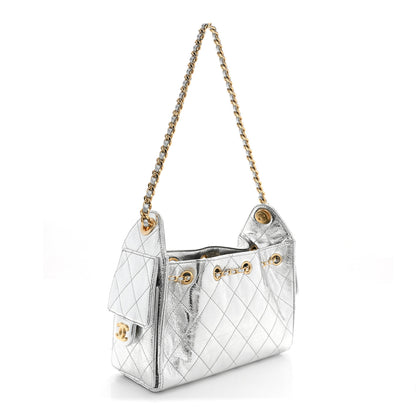 Chanel Metallic Aged Calfskin Quilted Mini Chanel 25 Handbag Silver 3 of 11