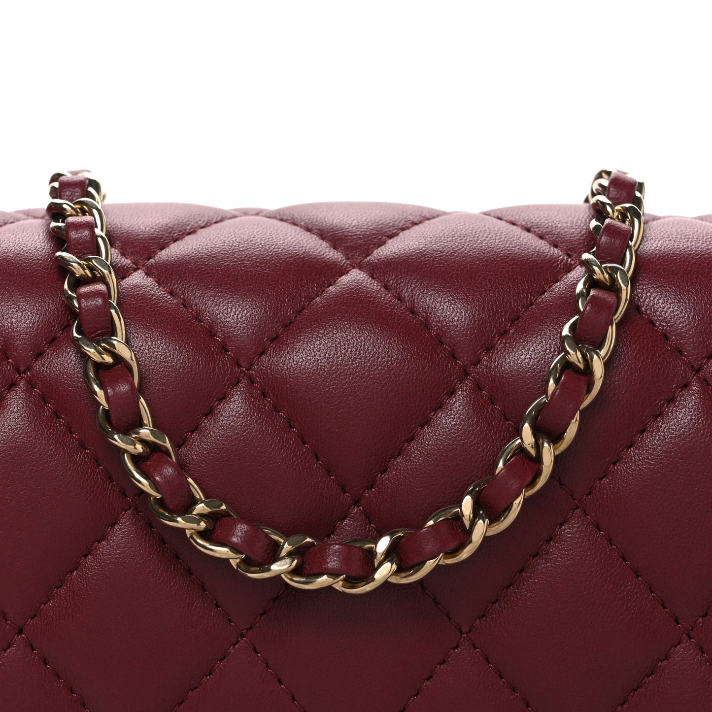 Lambskin Quilted Extra Mini Flap Bag Burgundy