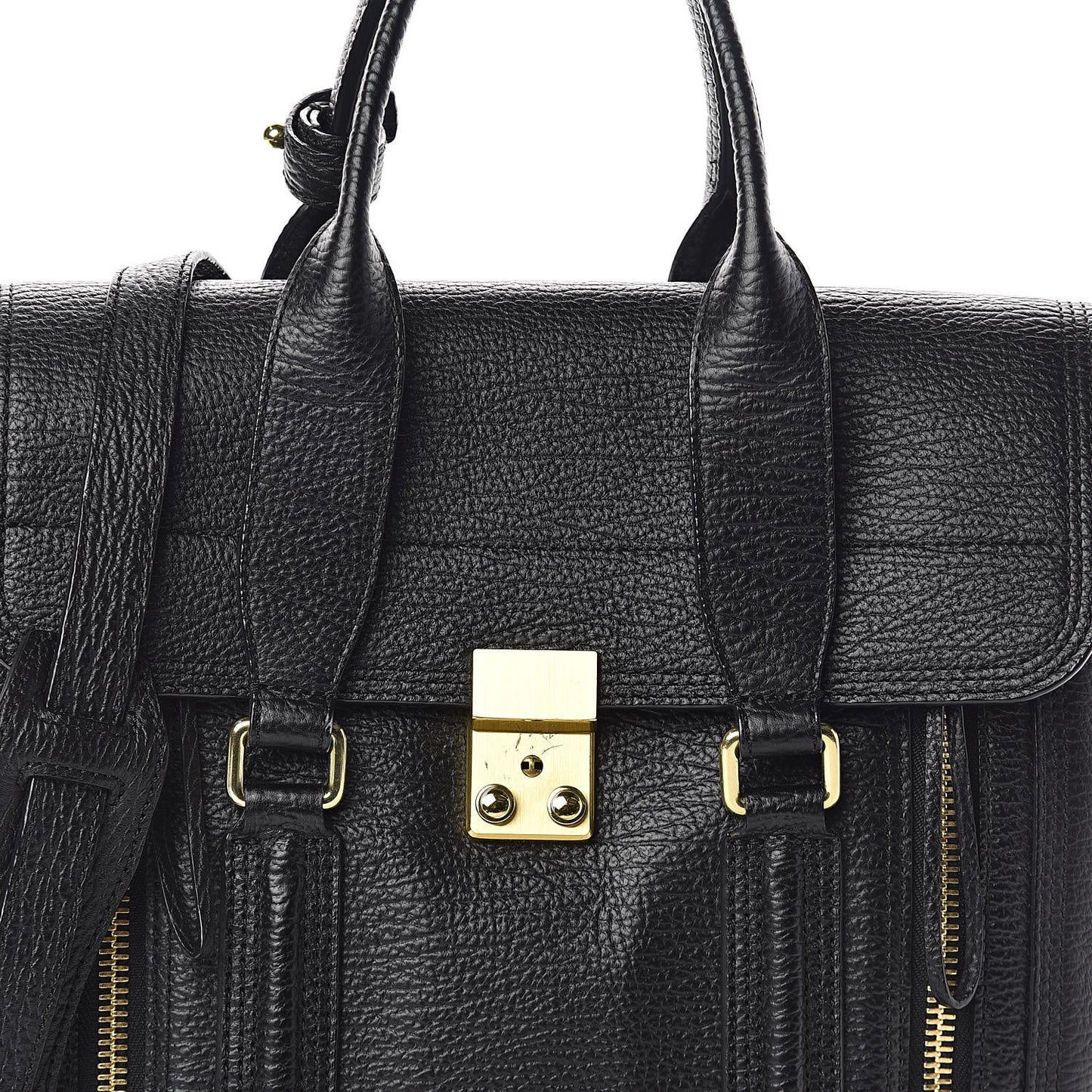 3.1 Textured Calfskin Medium Pashli Satchel Black