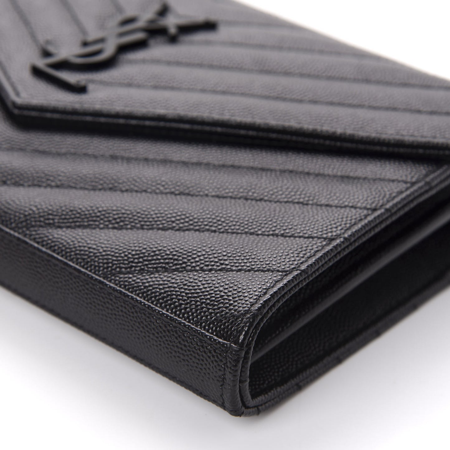 Grain De Poudre Matelasse Chevron Monogram Chain Wallet Black