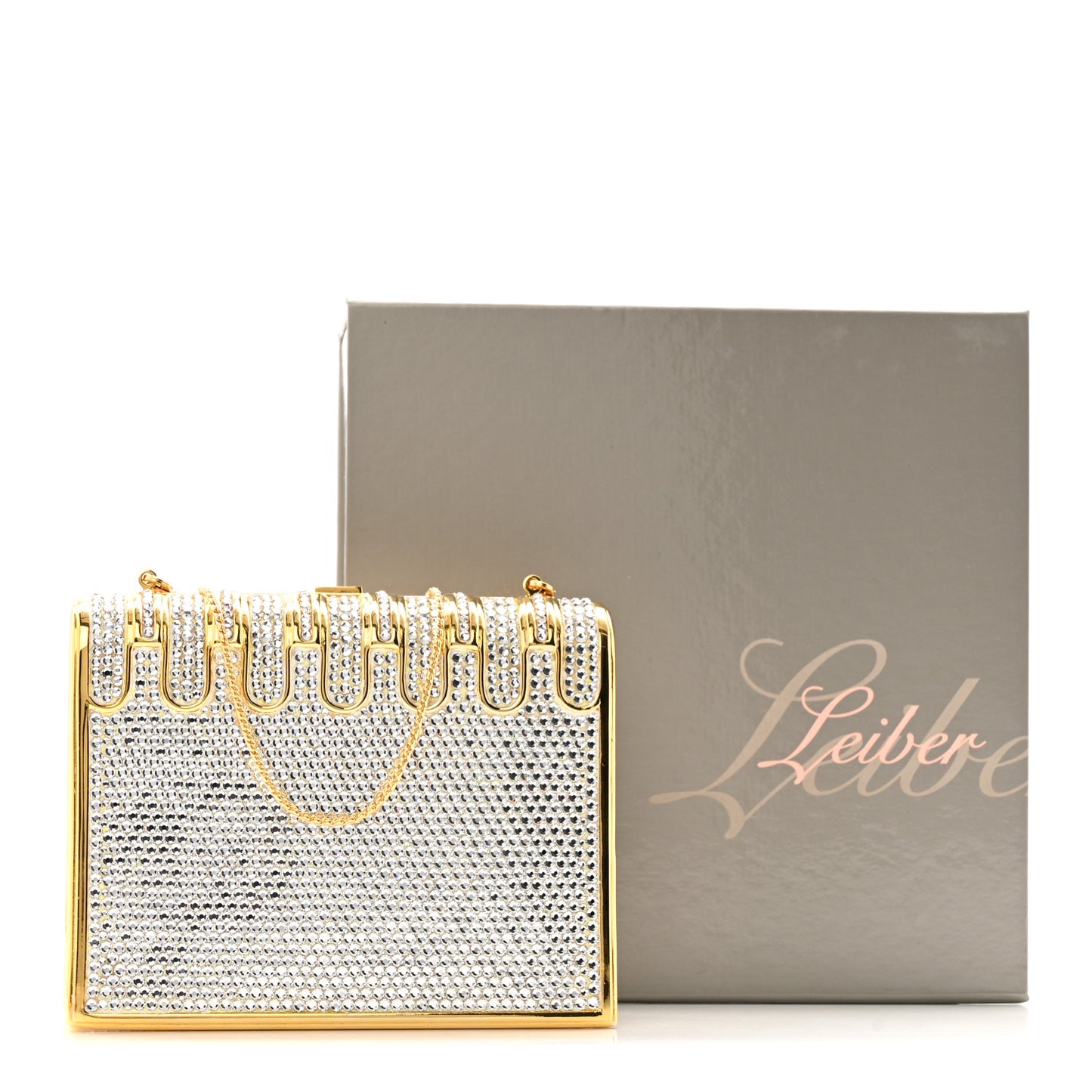 Swarovski Crystal Minaudiere Clutch Gold Silver