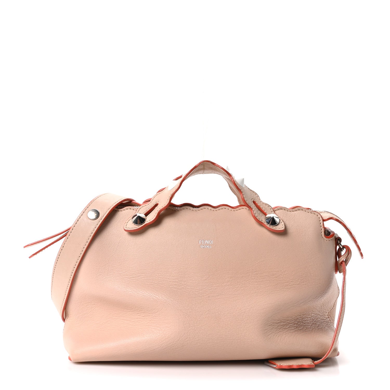 Fendi Vitello Dolce Scalloped Studded Medium By The Way Boston Bag Plaster 1 of 17