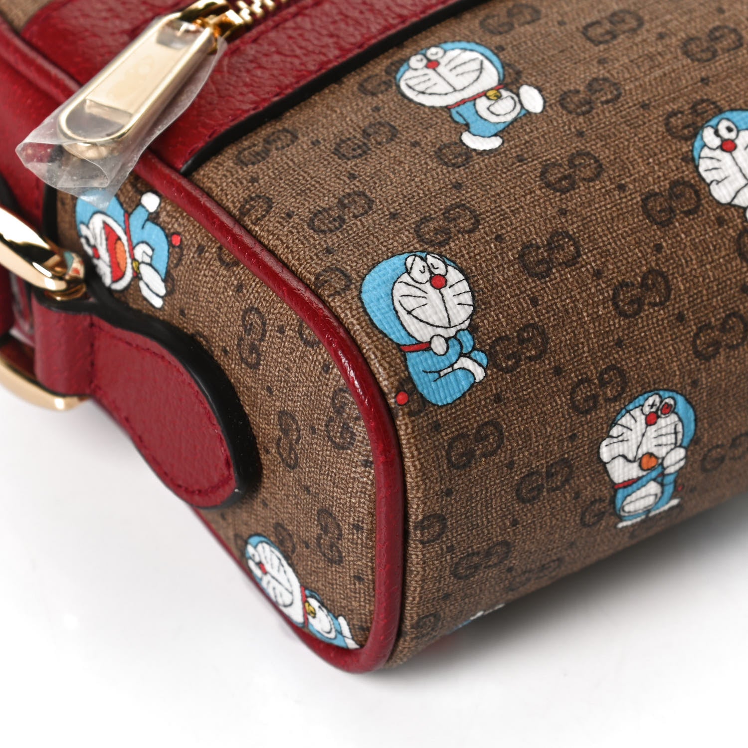 Gucci X DORAEMON Mini Vintage GG Supreme Monogram Camera Bag Beige Cherry Red 11 of 12