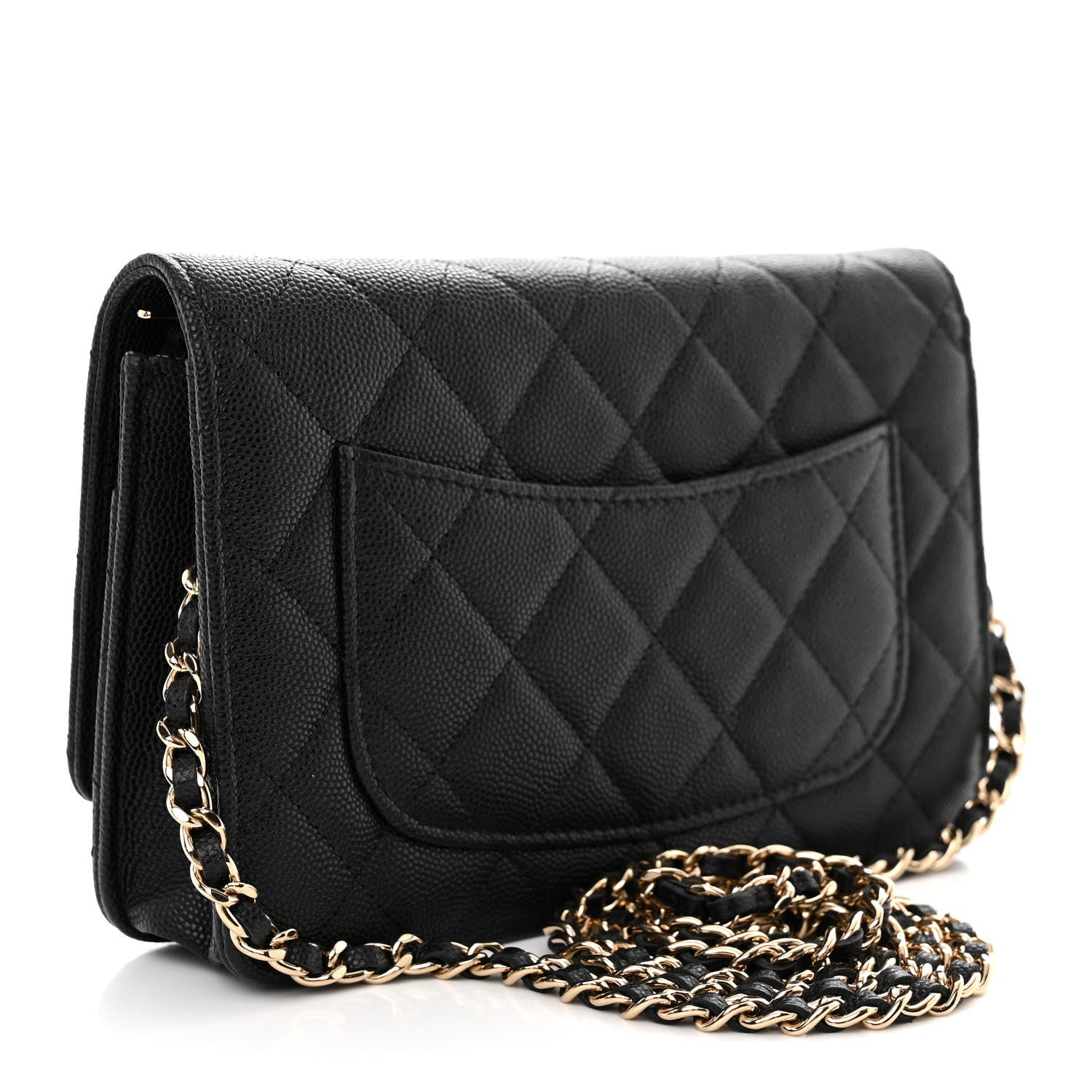 Chanel Caviar Quilted Striated CC Wallet On Chain WOC Black 3 of 13
