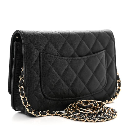 Chanel Caviar Quilted Striated CC Wallet On Chain WOC Black 3 of 13
