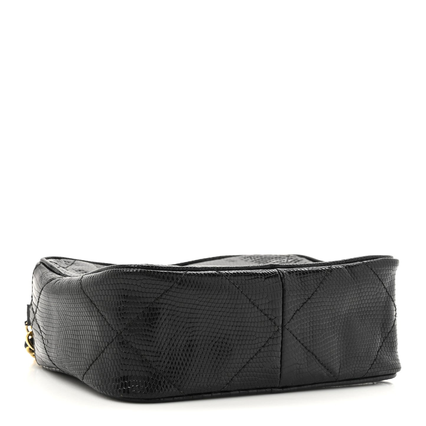 Lizard Quilted Small Tassel Camera Case Black