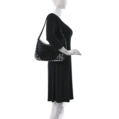 Bottega Veneta Patent Intrecciato Shoulder Bag Black 2 of 10