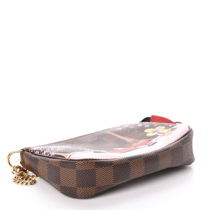 Louis Vuitton Damier Ebene 2019 Christmas Animation Mini Pochette Accessories Red 4 of 7