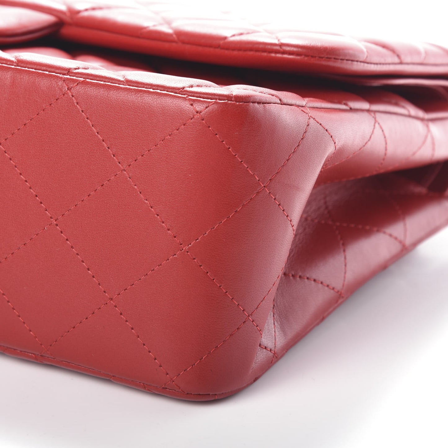 Lambskin Quilted Jumbo Double Flap Red