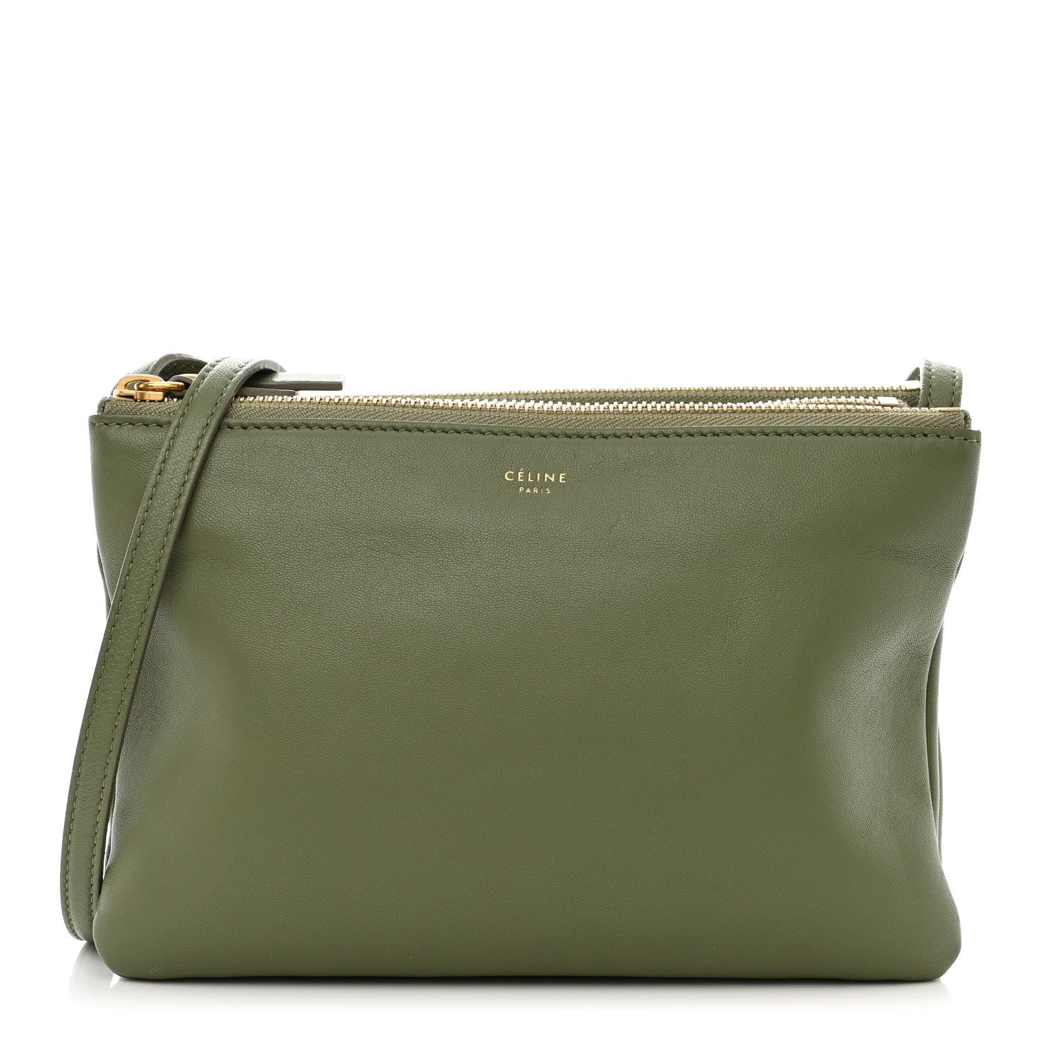 Celine Lambskin Small Trio Crossbody Bag Sage 1 of 11
