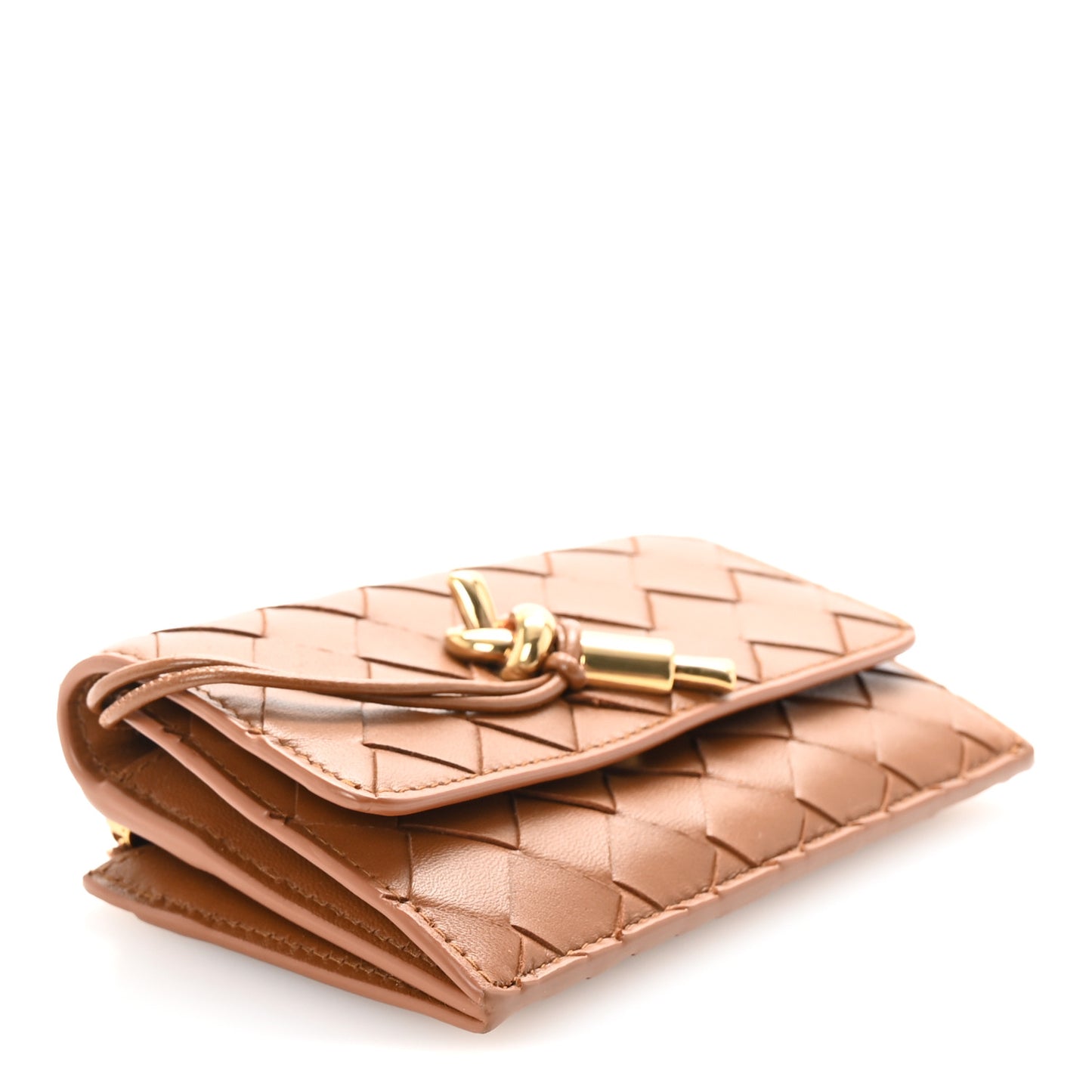 Nappa Intrecciato Andiamo Flap Card Case Cognac