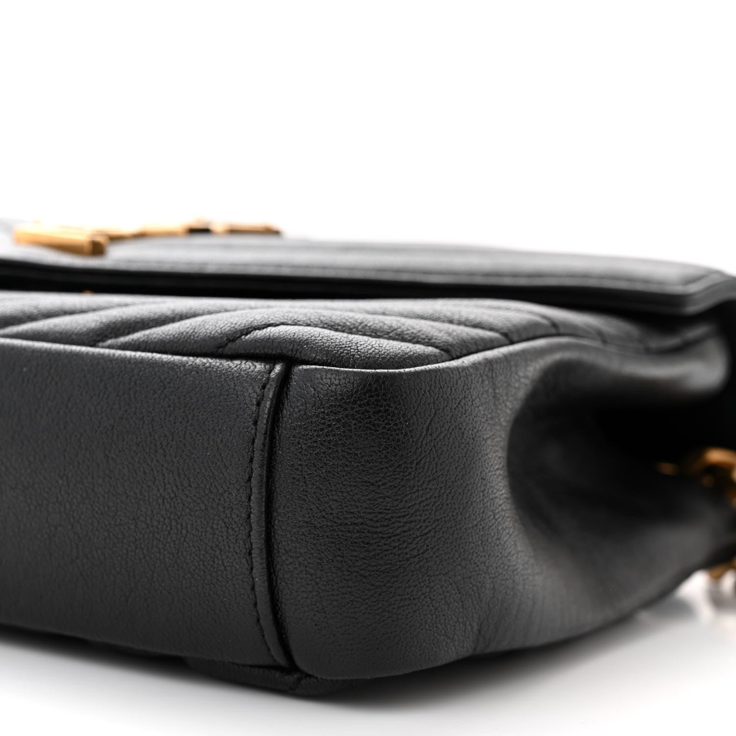 Saint Laurent Sheepskin Matelasse Chevron Monogram Medium College Bag Black 10 of 11