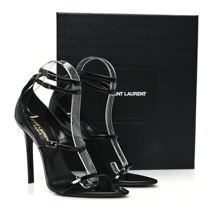 Saint Laurent Patent Calfskin Dita 110 Sandals 38 Black 10 of 10
