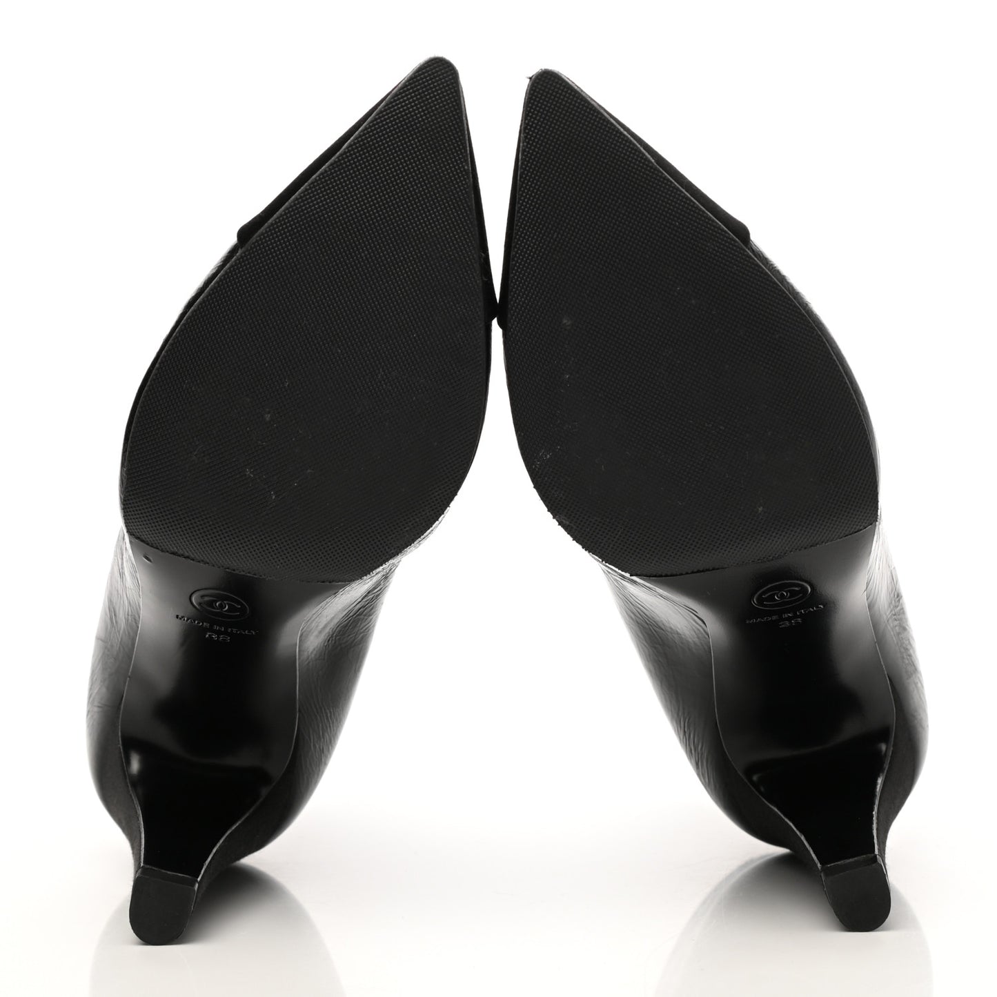 Satin Grosgrain Cap Toe Ruffle Boots 37.5 Black 38 Black