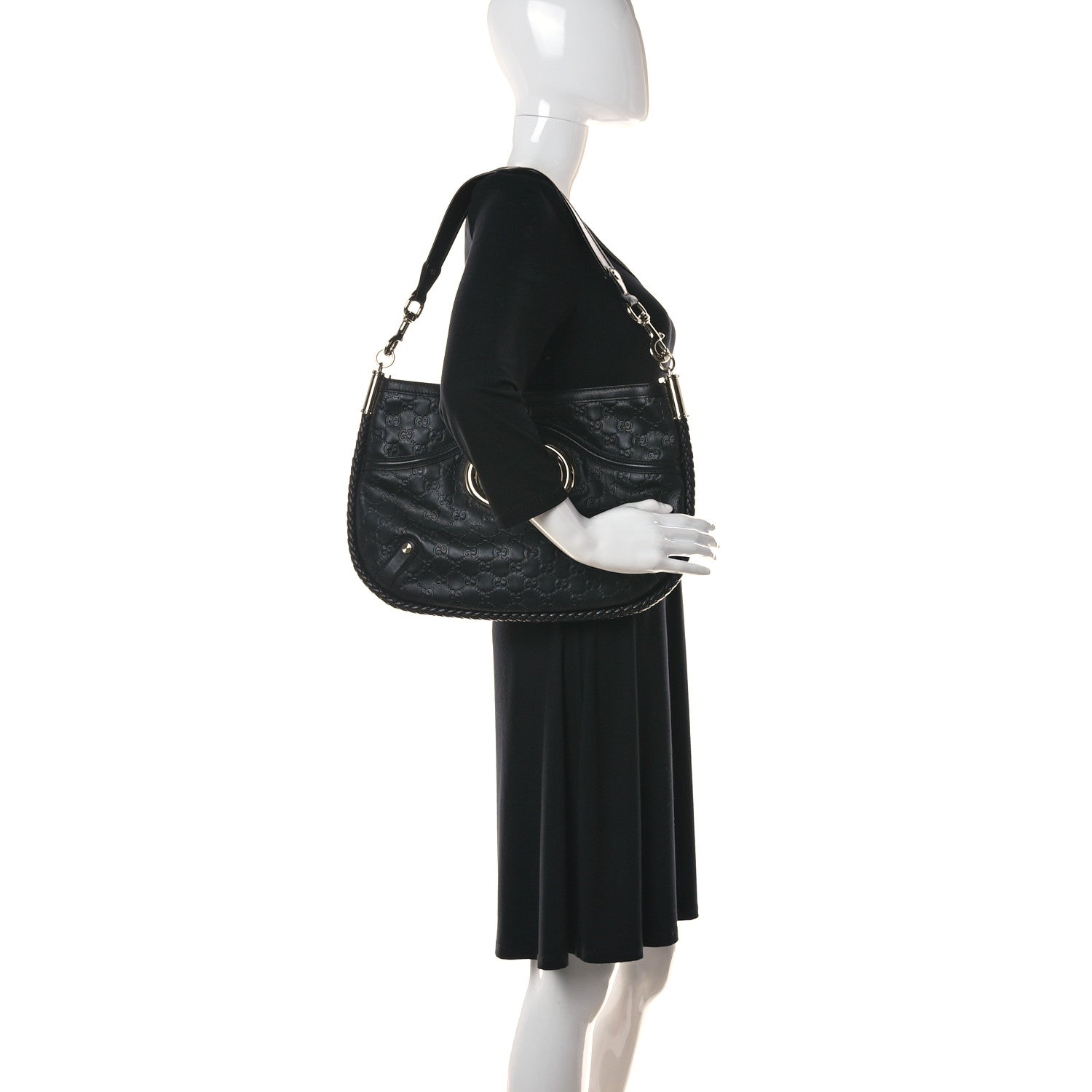 Gucci Guccissima Britt Medium Shoulder Bag Black 2 of 10