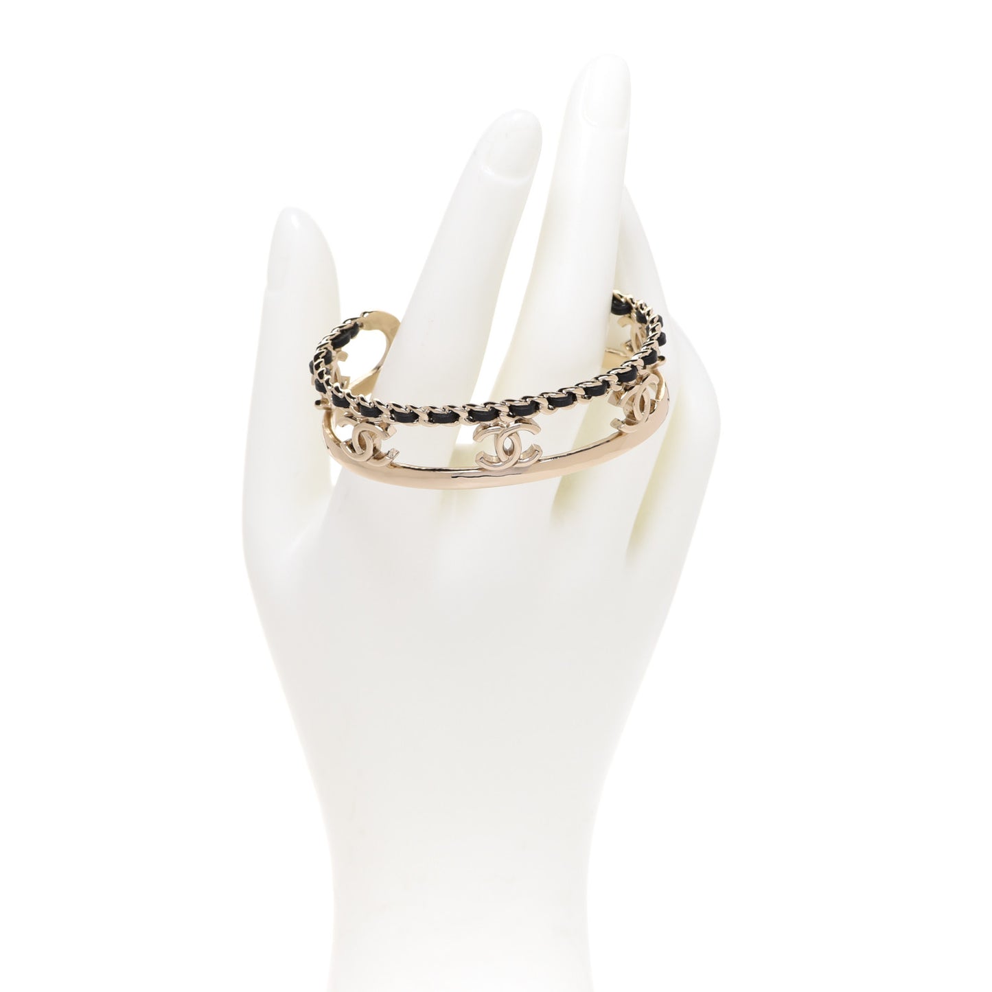 Metal Lambskin Chain CC Bracelet S Gold