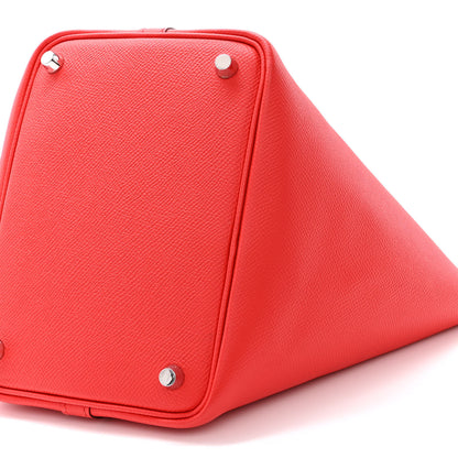 Hermes Epsom Tressage De Cuir Picotin Lock 18 PM Rouge Coeur Bleu du Nord Rouge H 10 of 15