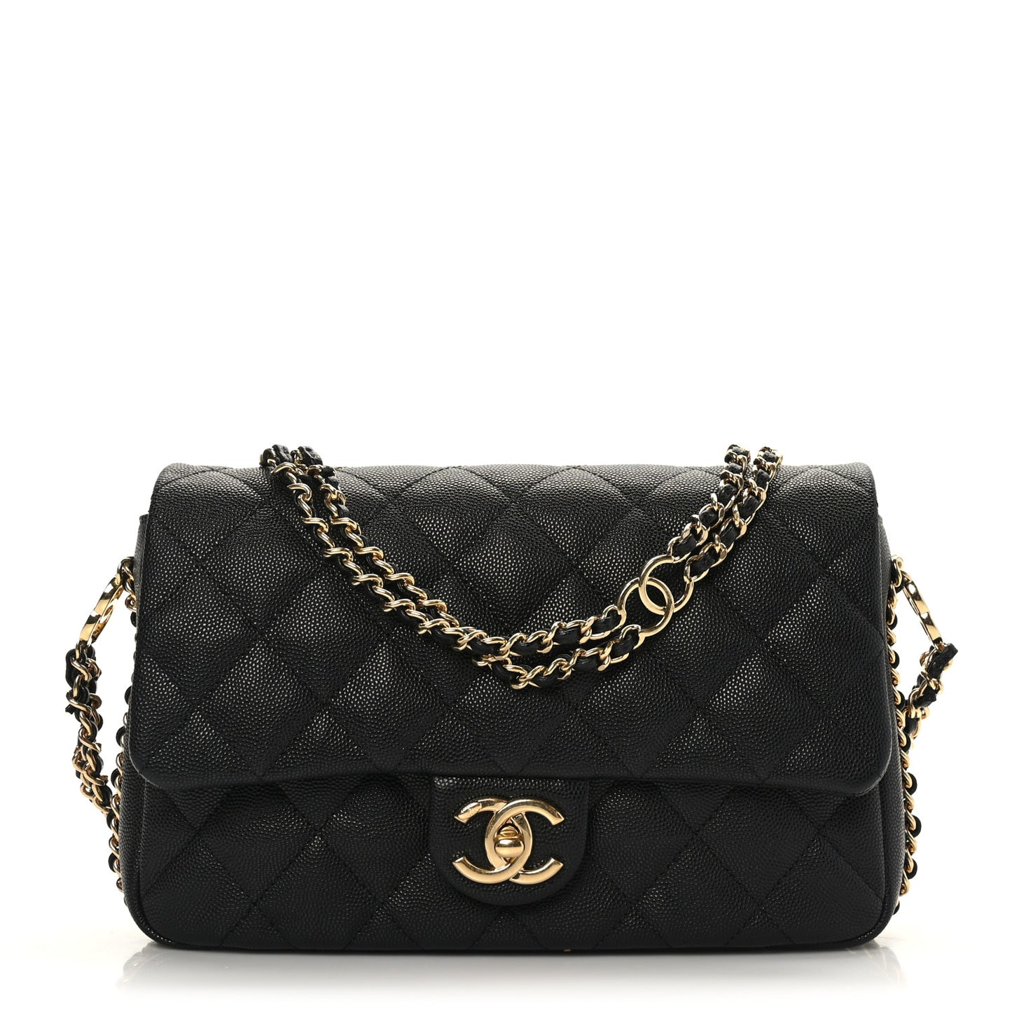 Caviar Quilted Small CC You Flap Black