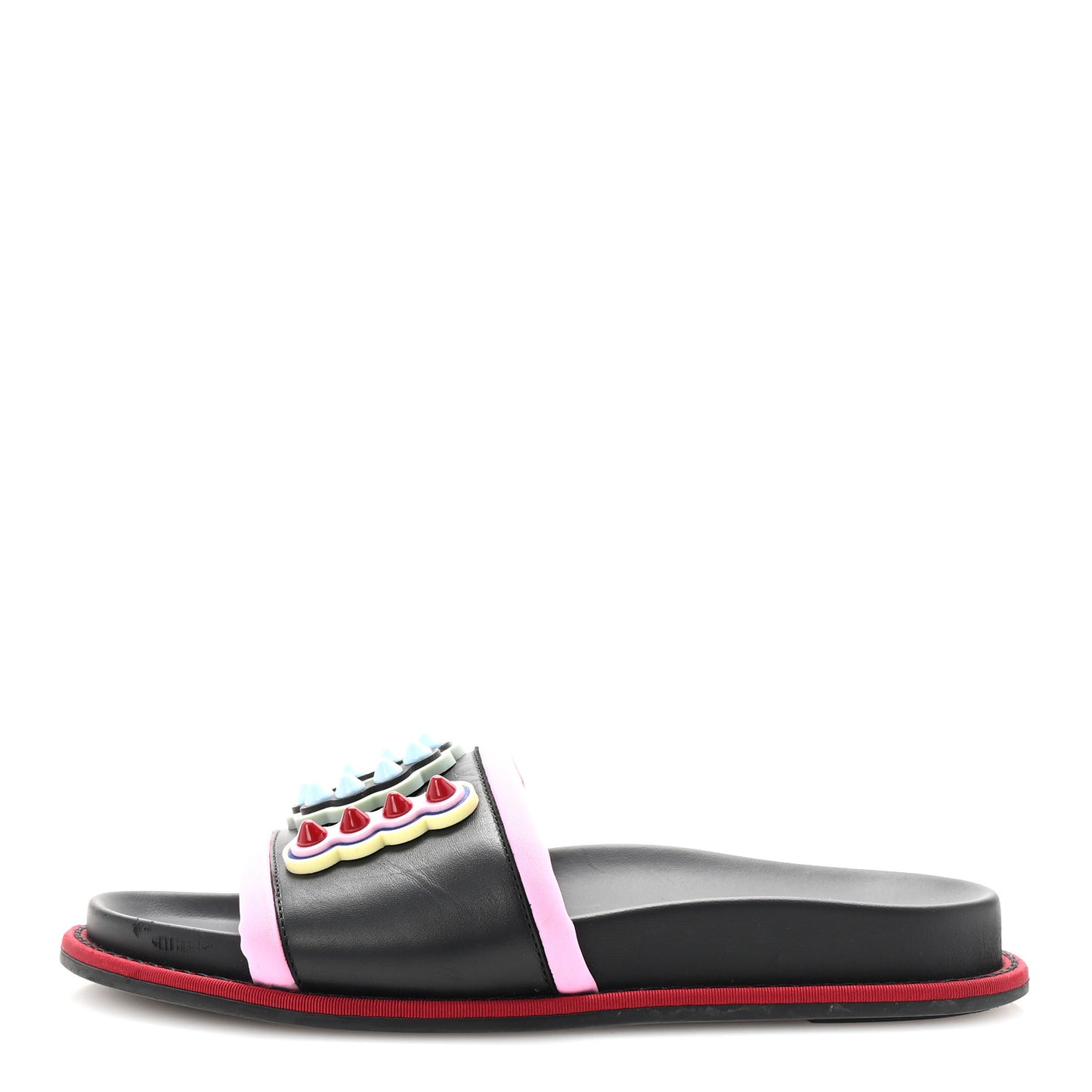 Vitello Studded Fun Fair Slide Sandals 36 Black Multicolor