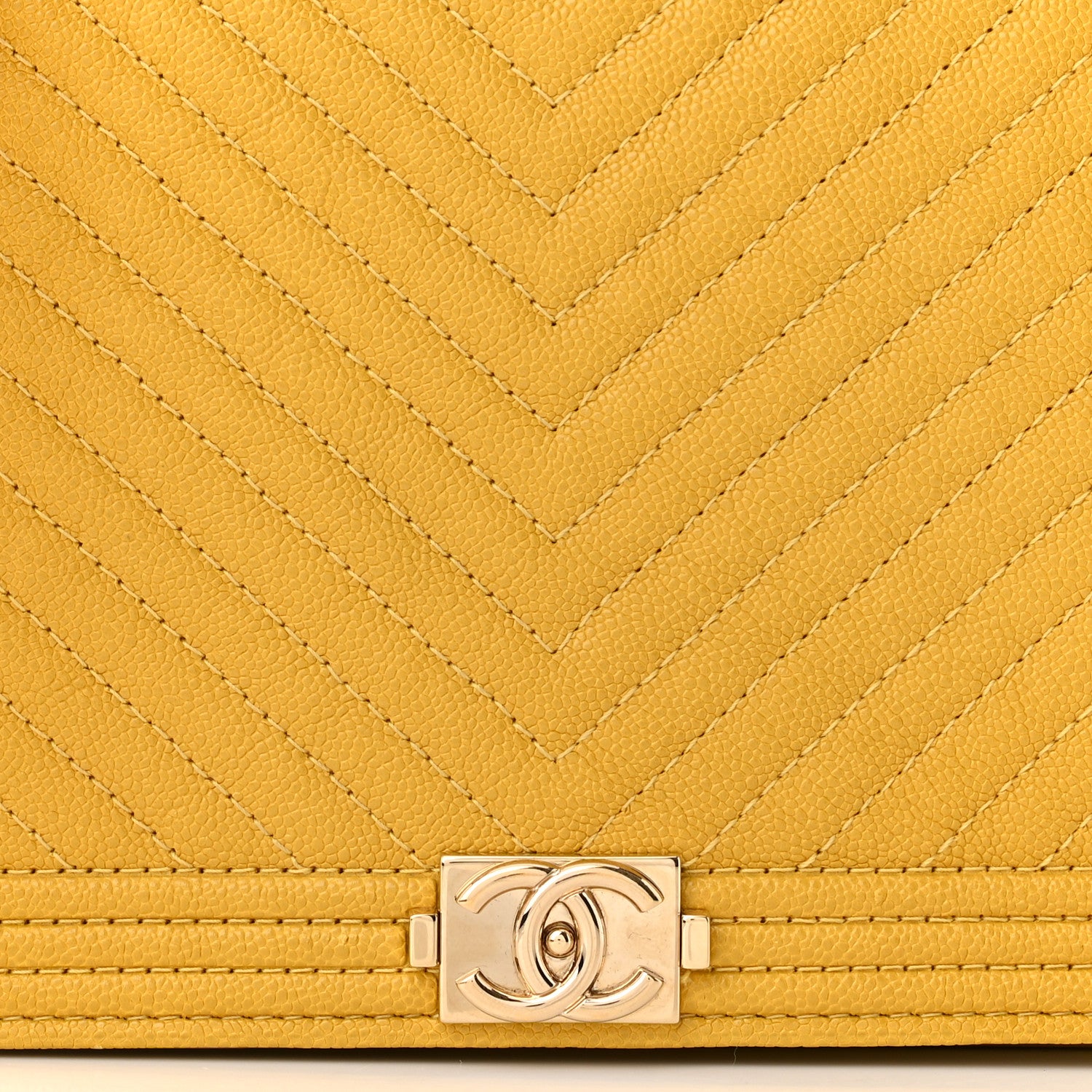 Chanel Caviar Chevron Quilted Boy Wallet On Chain WOC Yellow Yellow 9 of 15