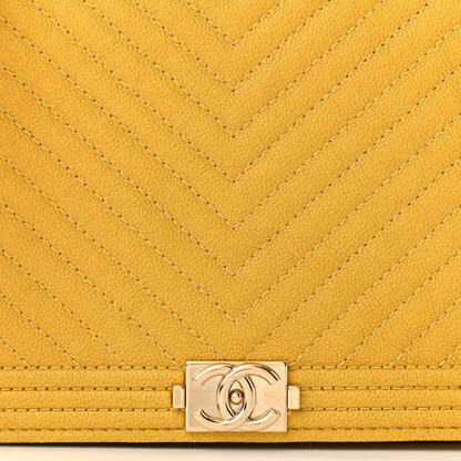 Chanel Caviar Chevron Quilted Boy Wallet On Chain WOC Yellow Yellow 9 of 15