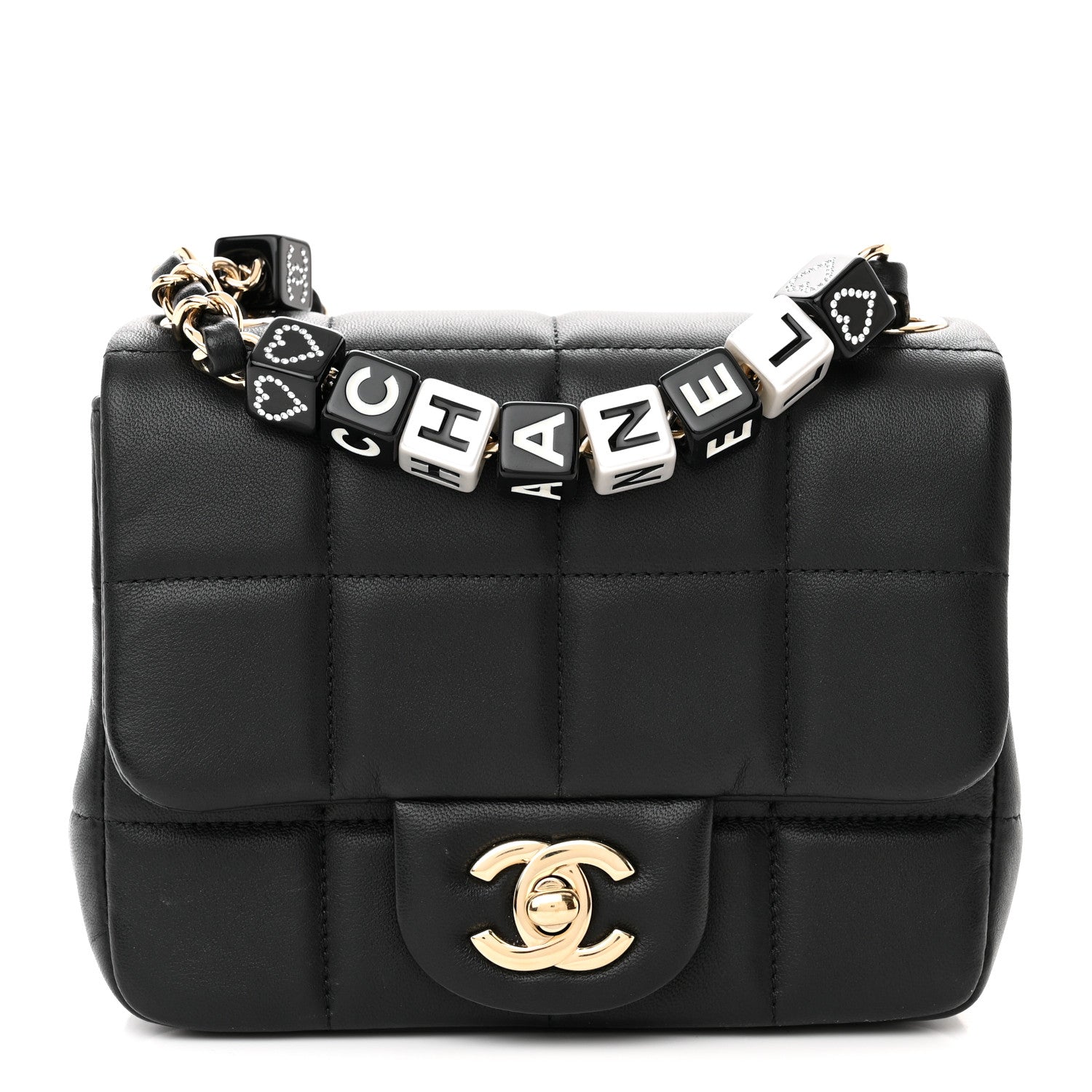 Chanel Lambskin Resin Crystal Square Quilted Mini Monacoco Flap Black 1 of 12