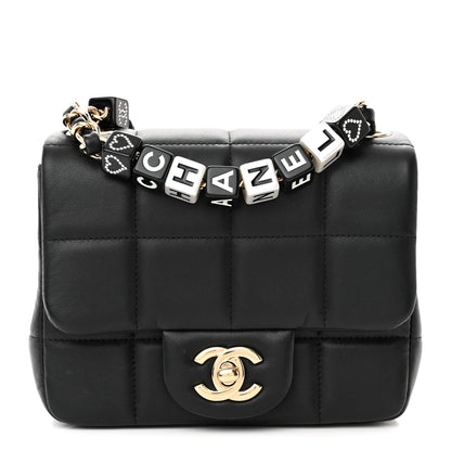 Chanel Lambskin Resin Crystal Square Quilted Mini Monacoco Flap Black 1 of 12