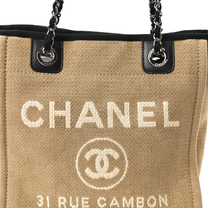 Chanel Canvas Mini Deauville Tote Beige Black 8 of 10