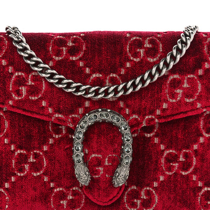 Gucci Velvet GG Monogram Mini Dionysus Chain Wallet Red Cipria 8 of 12