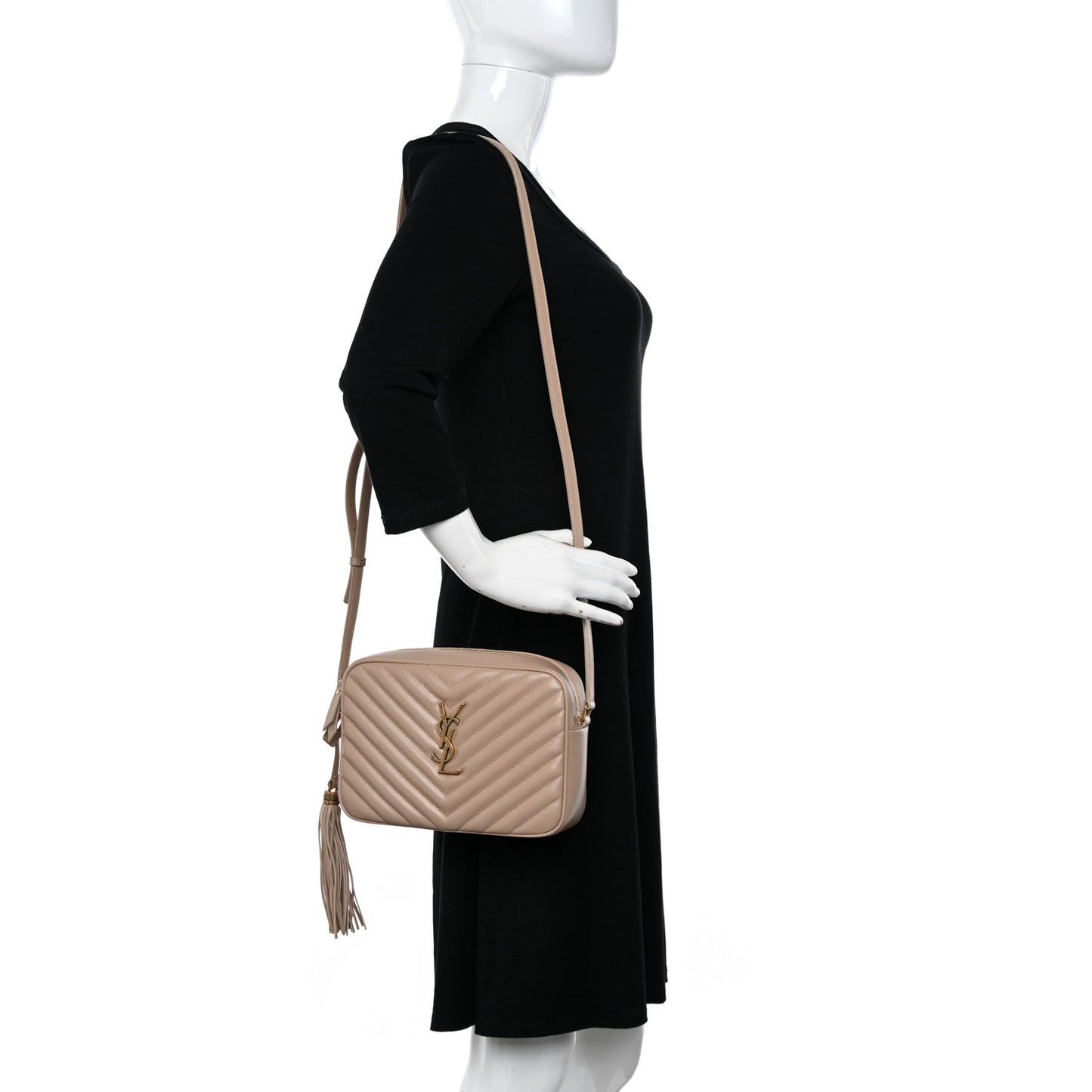 Calfskin Matelasse Monogram Lou Camera Bag Dark Beige