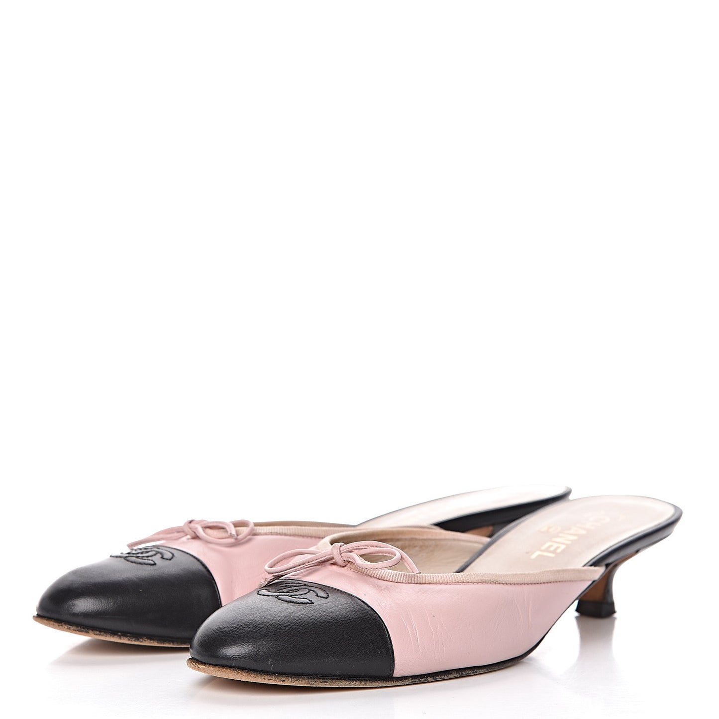 Lambskin Cap Toe CC Mules 39.5 Pink Black