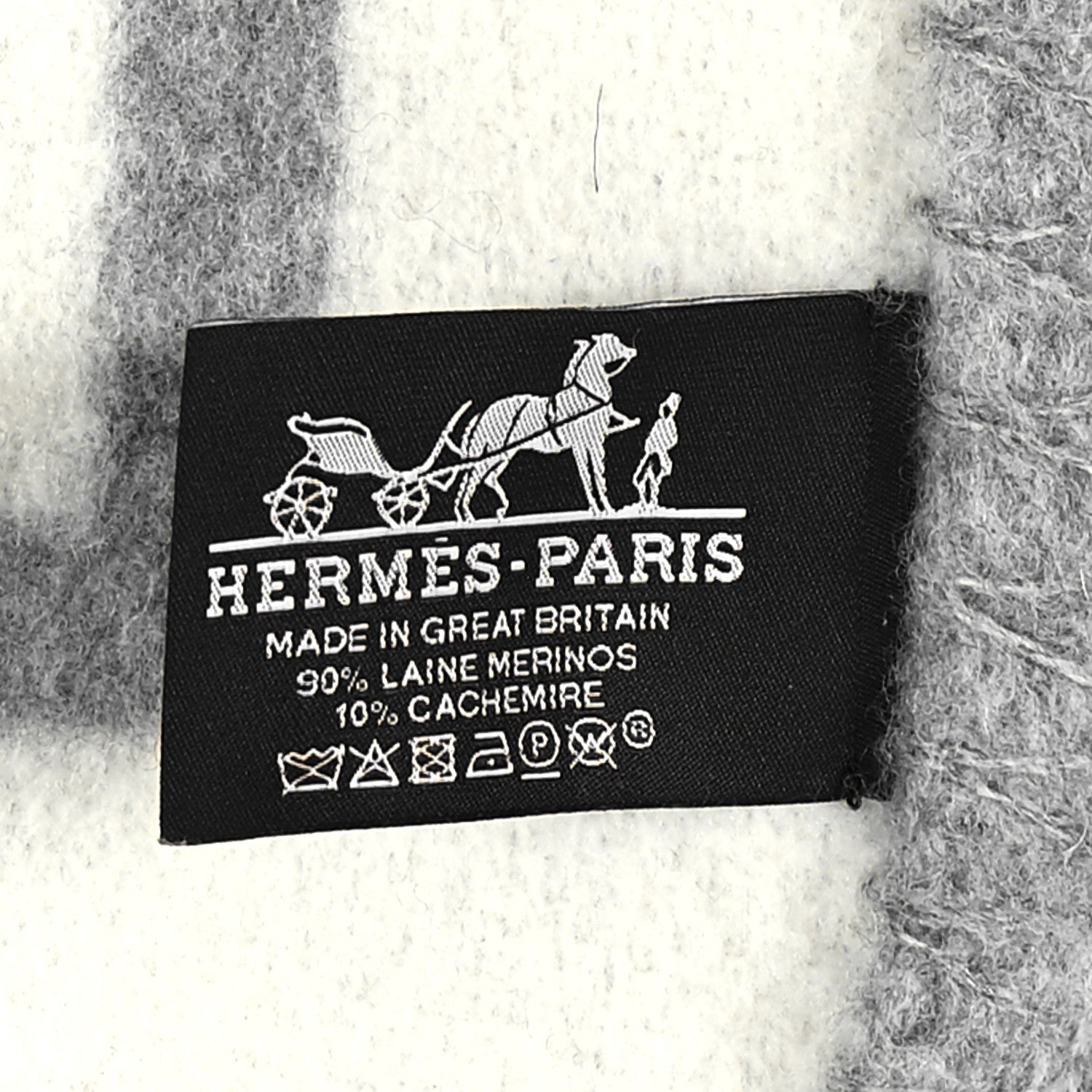 Hermes Wool Cashmere Avalon III Blanket Ecru Gris Clair 3 of 3