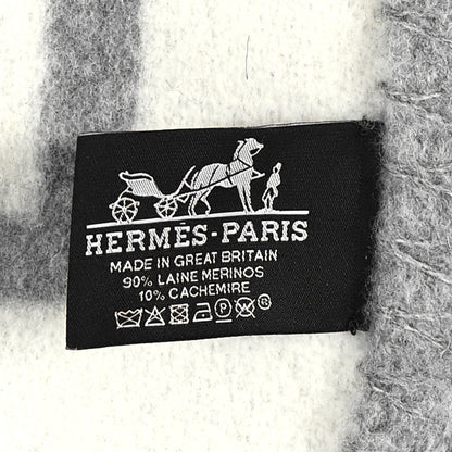 Hermes Wool Cashmere Avalon III Blanket Ecru Gris Clair 3 of 3