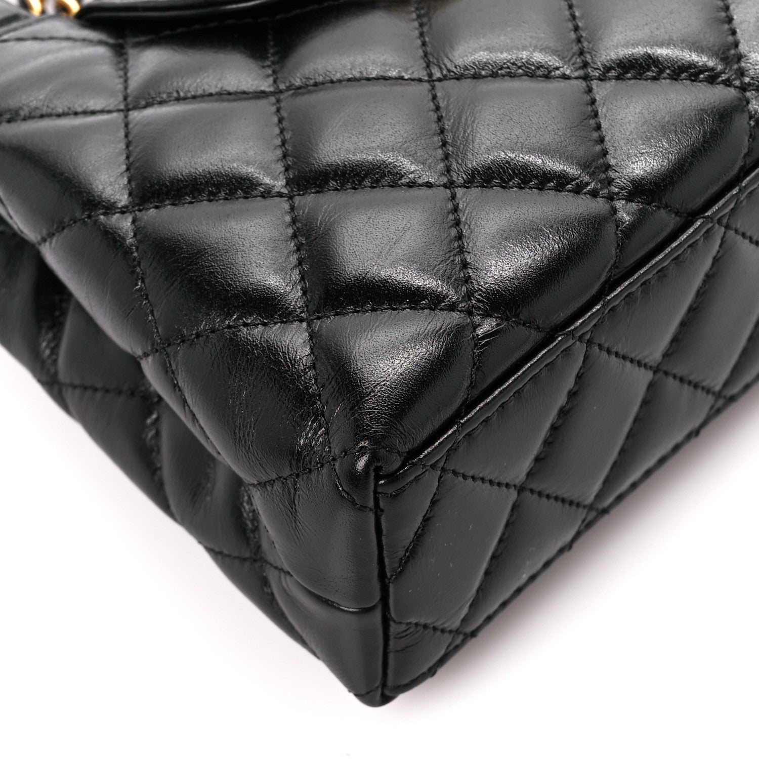 Chanel Shiny Aged Calfskin Quilted Nano Kelly Shopper Black 9 of 10