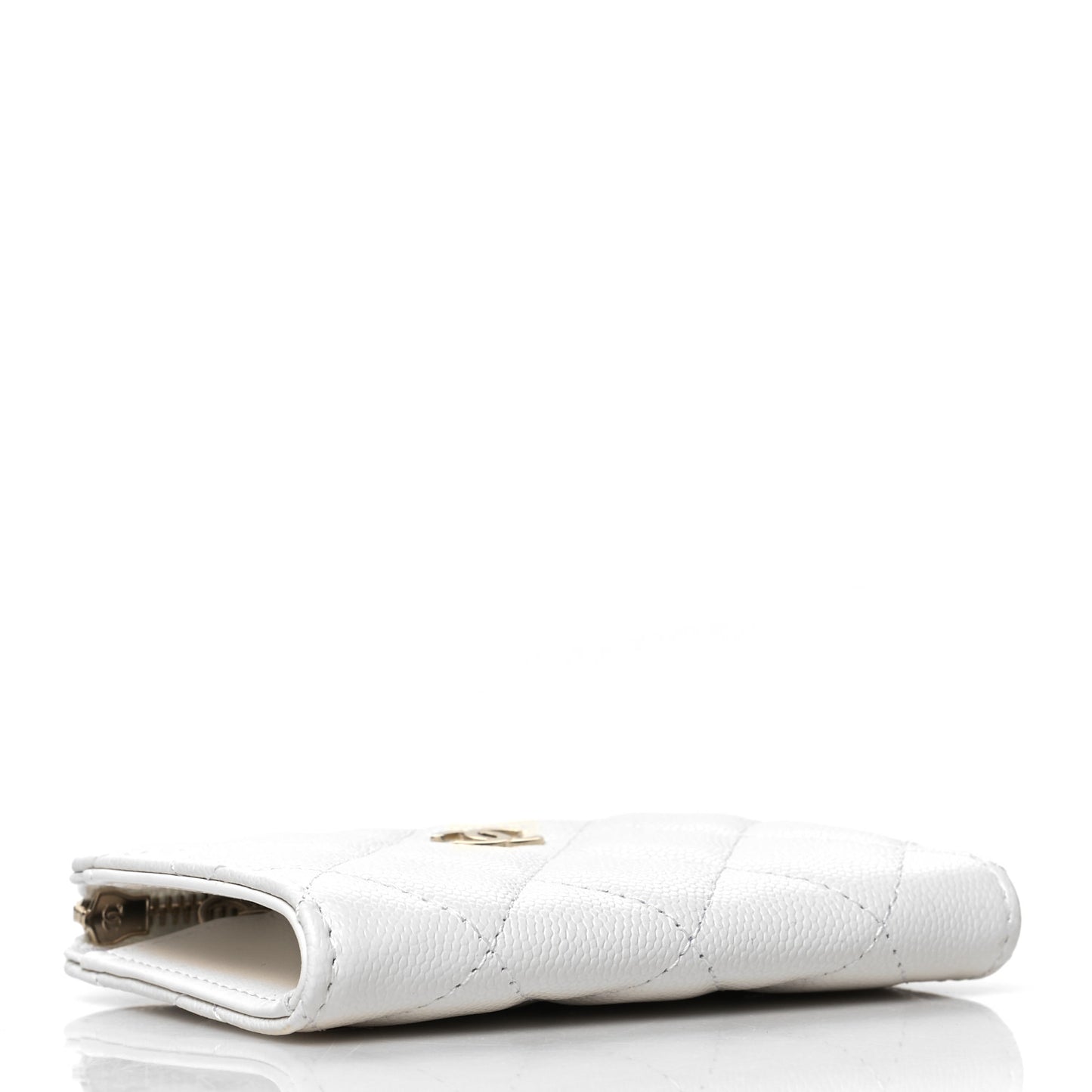 Caviar Quilted Zipped Key Holder Case White