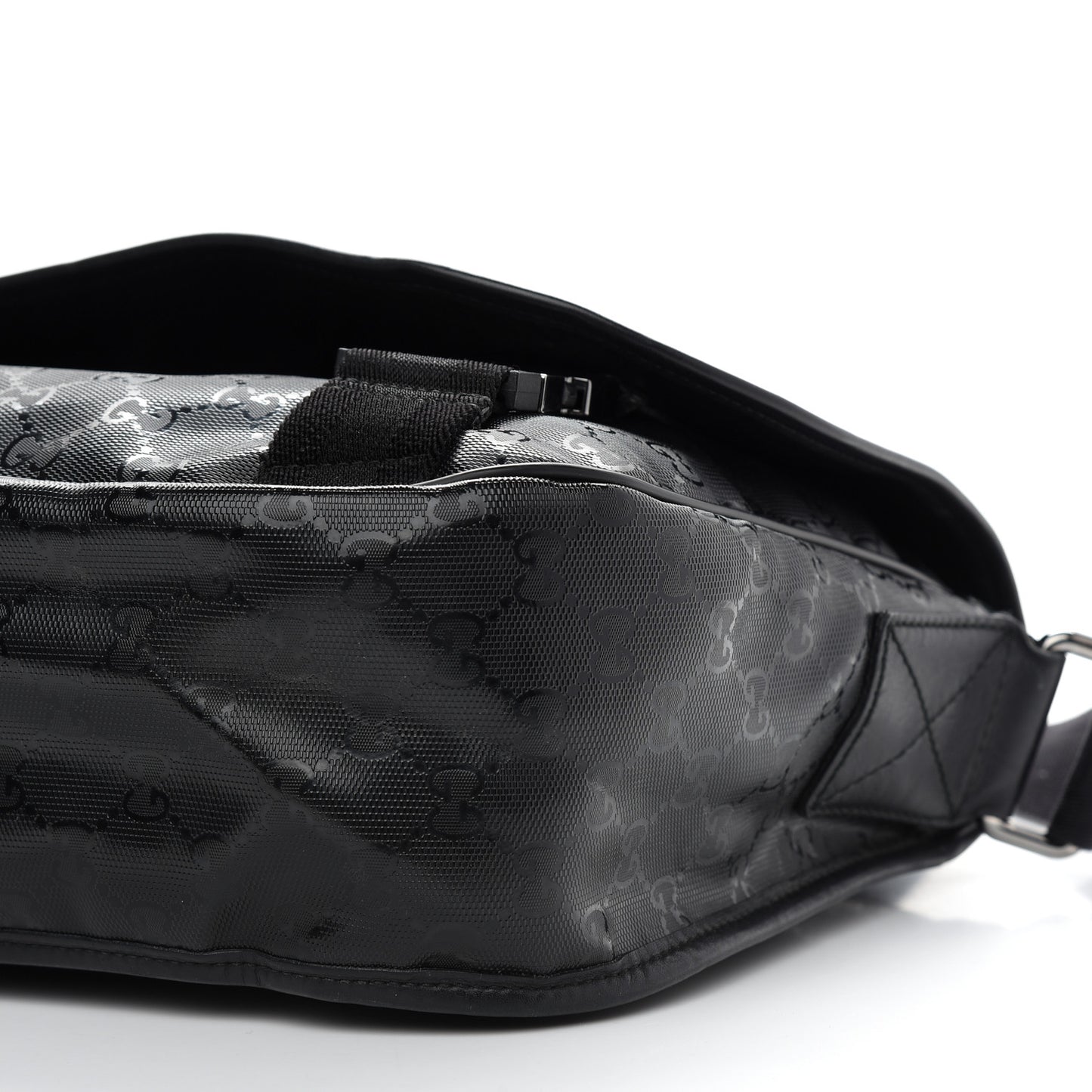 Imprime Monogram Medium Double Buckle Flap Messenger Bag Black