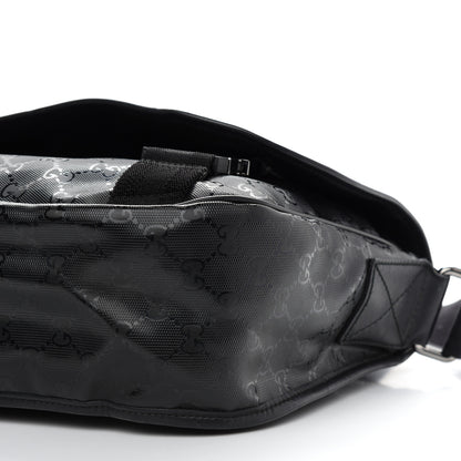 Gucci Imprime Monogram Medium Double Buckle Flap Messenger Bag Black 9 of 10