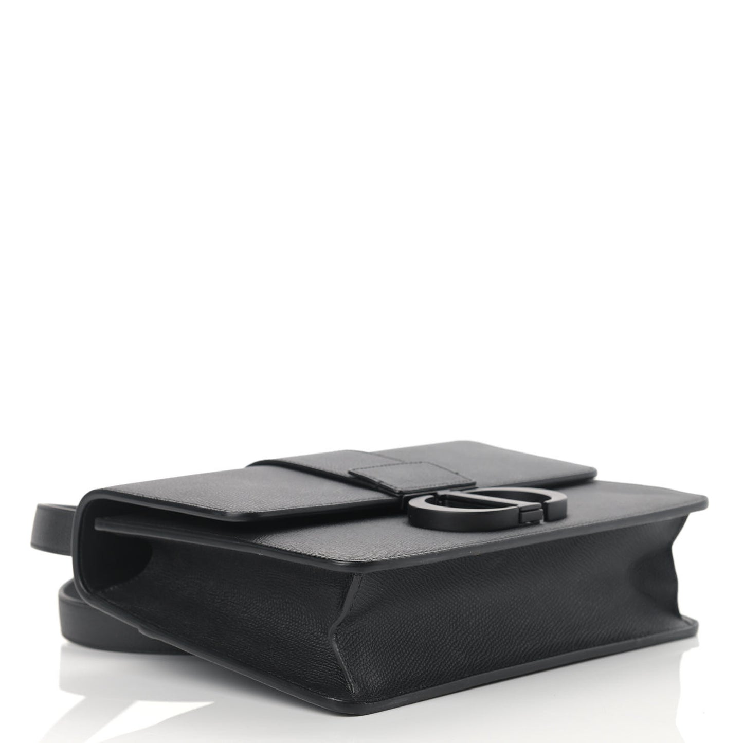 Ultra Matte Grained Calfskin 30 Montaigne Flap Bag Black