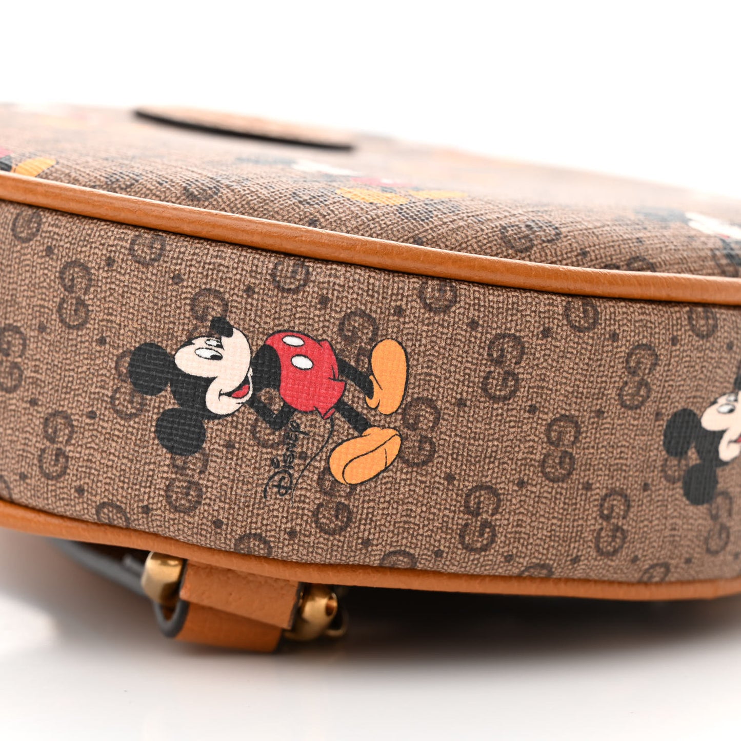 X DISNEY Mini Vintage GG Supreme Monogram Mickey Mouse Round Backpack Beige Vintage Sun Oil