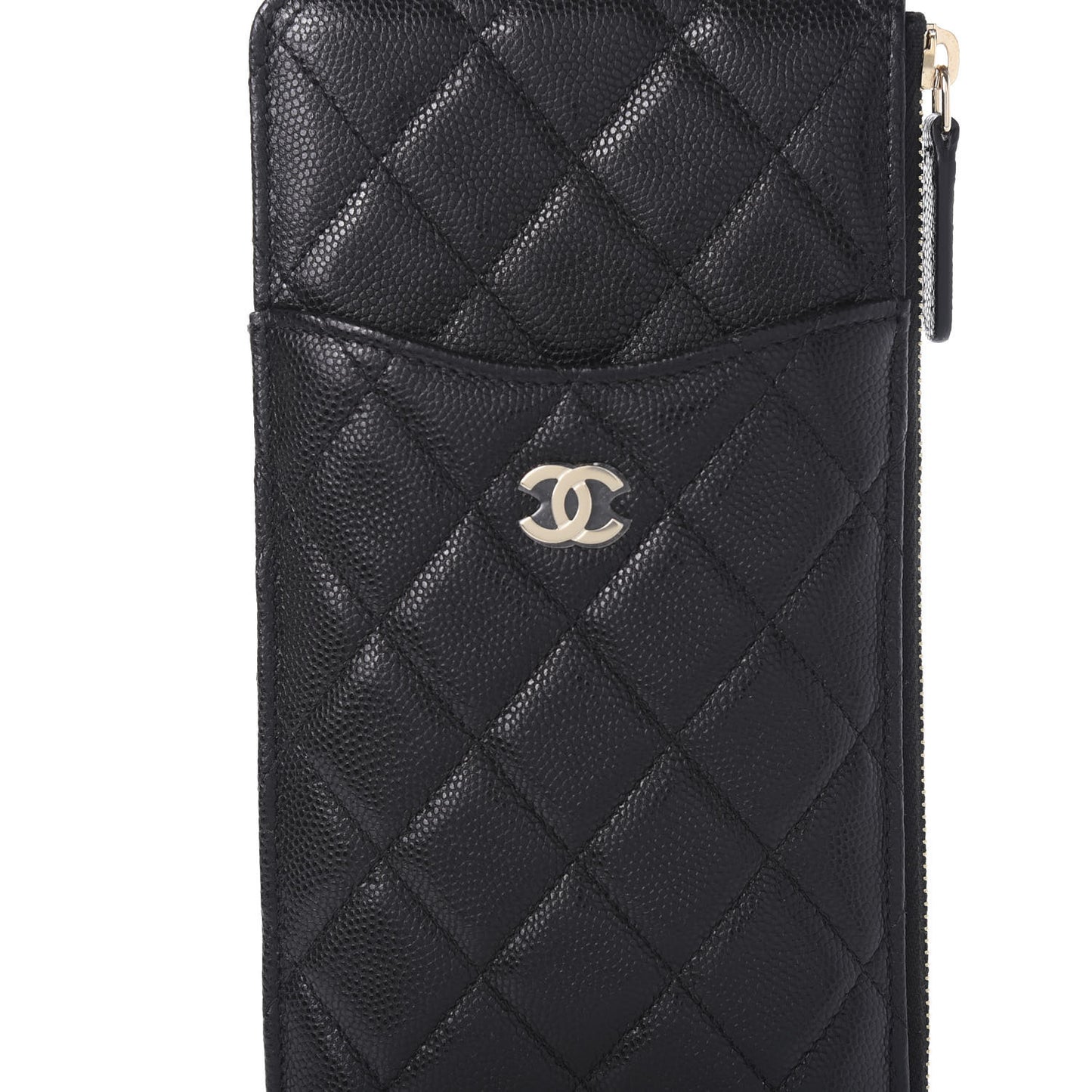 Caviar Quilted Classic Flat Wallet Pouch Black