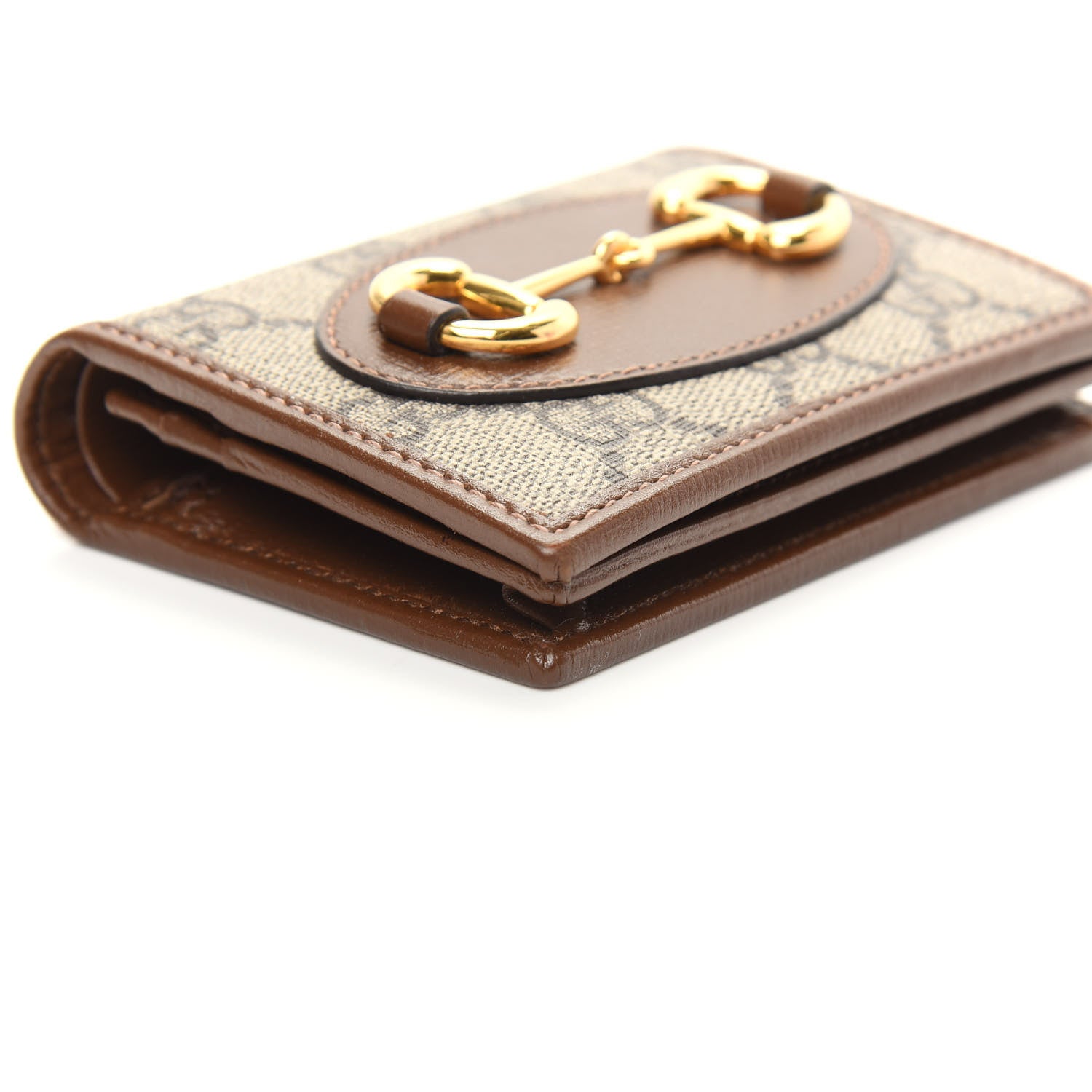 Gucci GG Supreme Monogram Horsebit 1955 Card Case Wallet Beige Ebony Brown Sugar 8 of 10