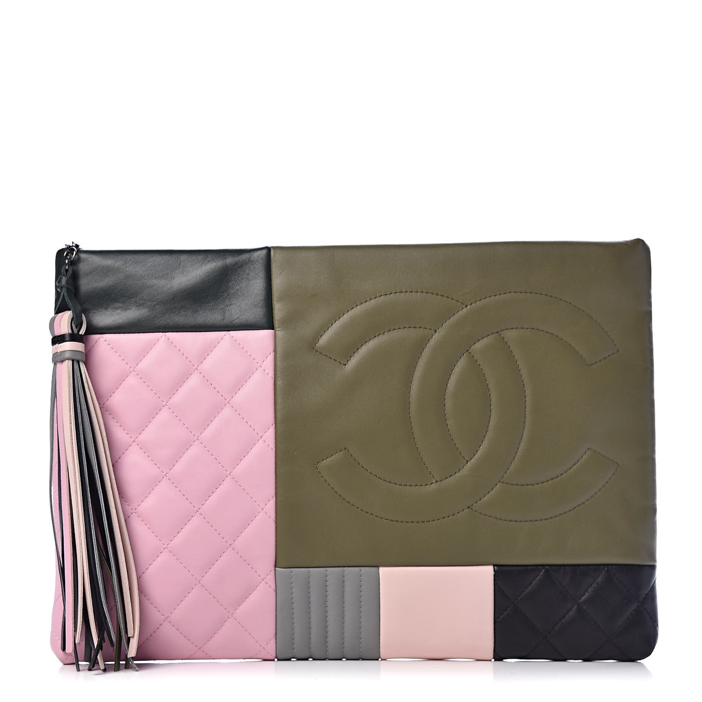 Lambskin Patchwork Large Cosmetic Case Multicolor