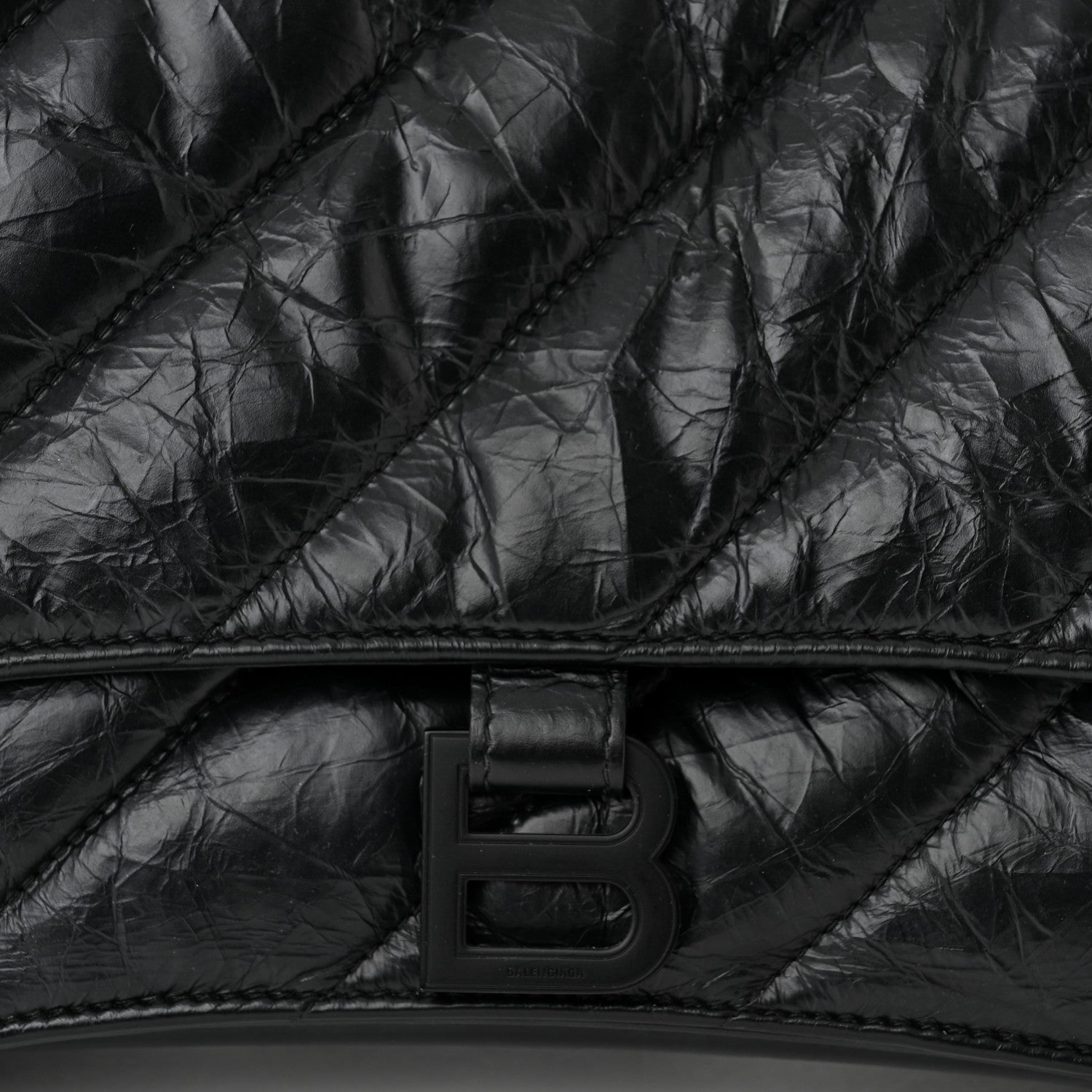 Balenciaga Crushed Calfskin Quilted Matte Black Hardware Medium Crush Chain Bag Black 7 of 10